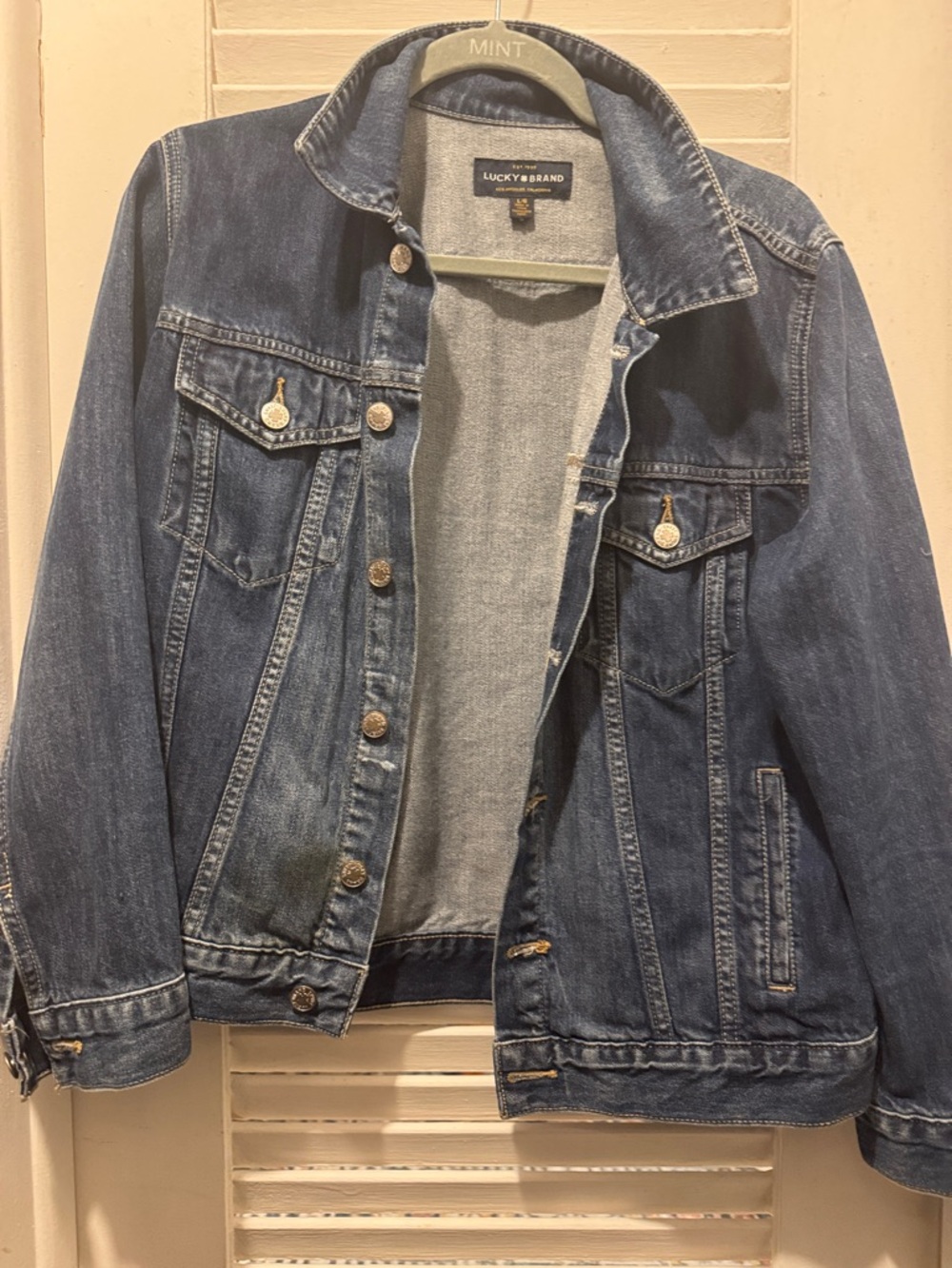 Lucky Brand Medium Blue Denim Jacket with Metal Buttons